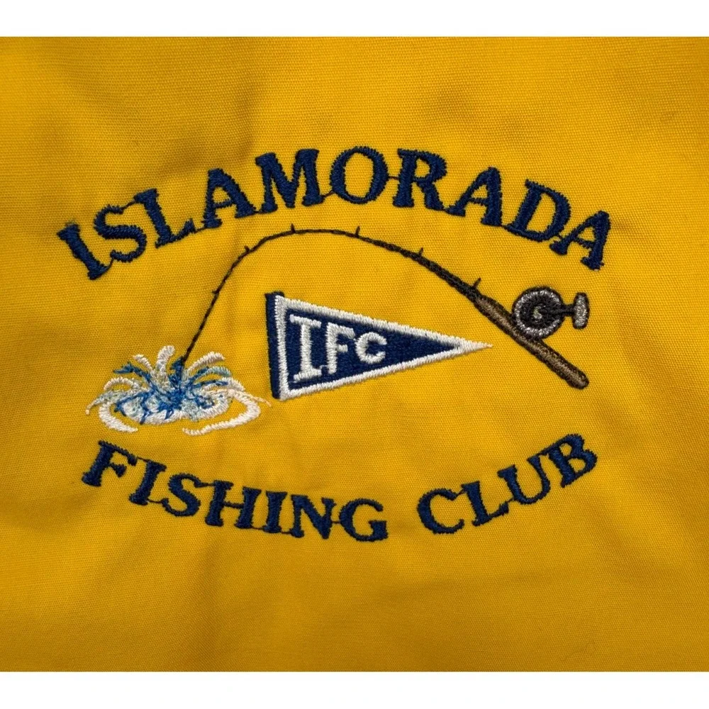 Auburn Sportswear Mens Hooded Jacket XL Yellow/Navy Islamorada Fishing Club Logo